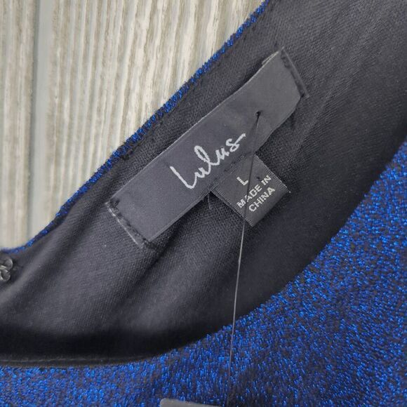 Brand New Lulu's Women's Large Blue Metallic Best Date Ever Mini Dress Sleeveles - Picture 10 of 11